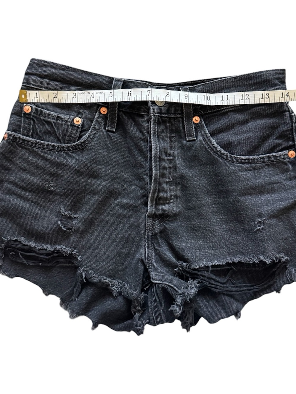 Levi’s 501 Original Cutoff Shorts Black High Rise Denim Shorts Size 26 - Picture 6 of 8